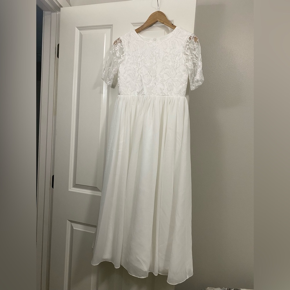 Elegant White Lace Kids First Communion Dress